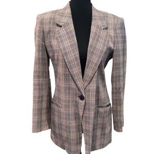 Jones New York Classic Checkered Blazer EUC Black Red